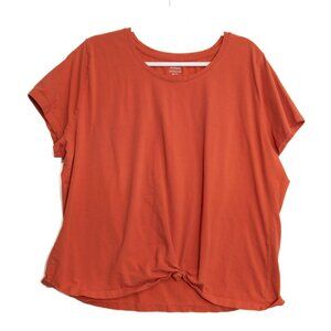 Mossimo Womens 2X Rust Orange Short Sleeve Top With Knot Detail